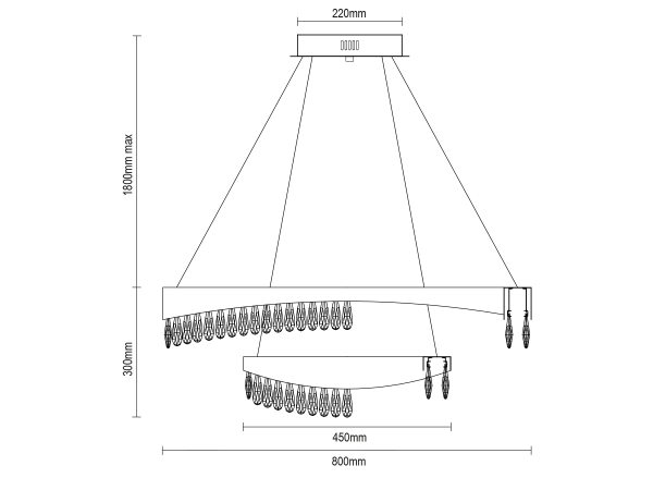 AURORA lampadario a sospensione in cristallo 800+450 - V30078 13