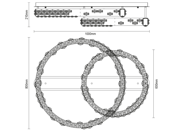 CLARIS lampadario a soffitto in cristallo 800+600 - V30009 9