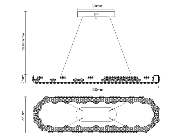 CLARIS lampadario a sospensione in cristallo 600 - V30004 6