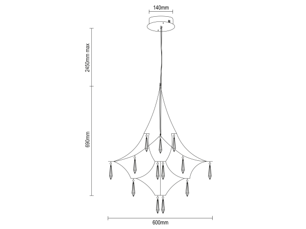 Lampadario a sospensione in cristallo JOYA 600 - V40076S 8