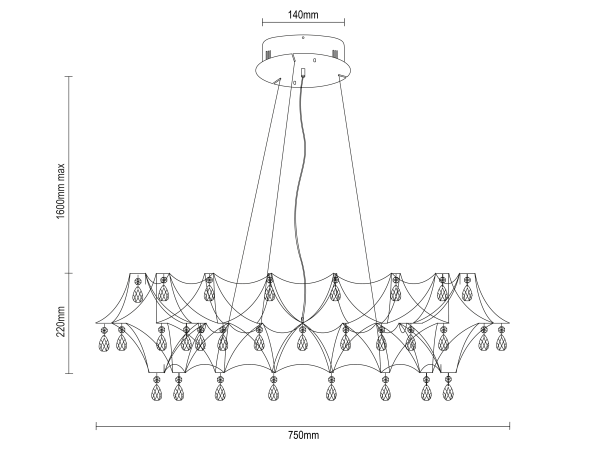 Lampadario a sospensione in cristallo JOYA 750 - V40066S 8