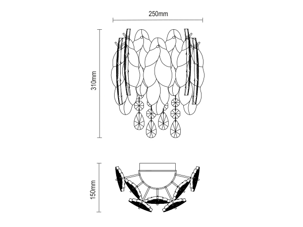 GURU lampada da parete in cristallo 250x310 - V20104 11