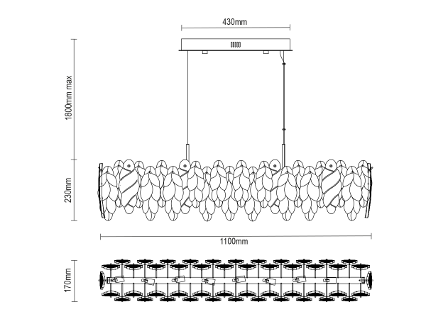 CHOREO lampadario a sospensione1100x170 - V20111 9