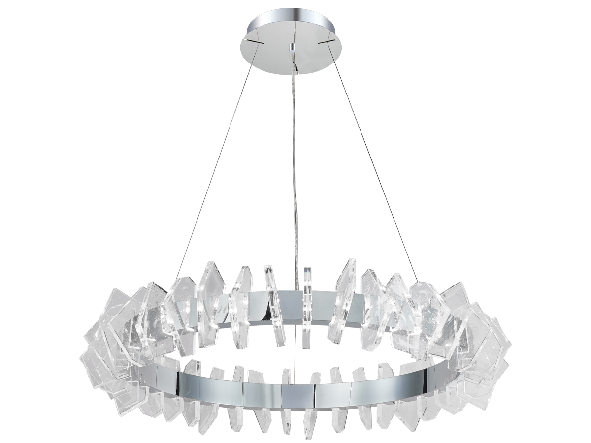 Lampade moderne in vetro con un dettaglio distintivo che creano un interessante effetto luminoso nello spazio.