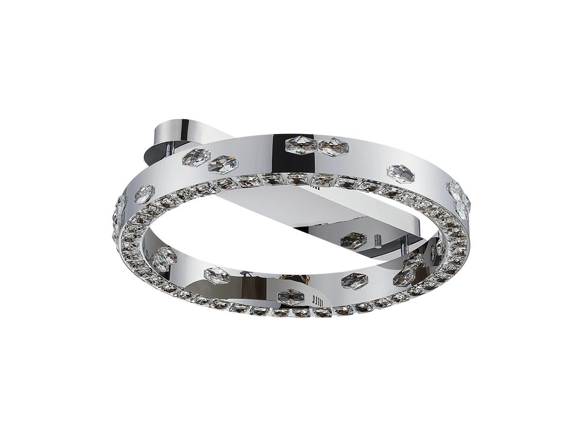 Lampade LED in cristallo con dettagli cromati ed elegante effetto luminoso.