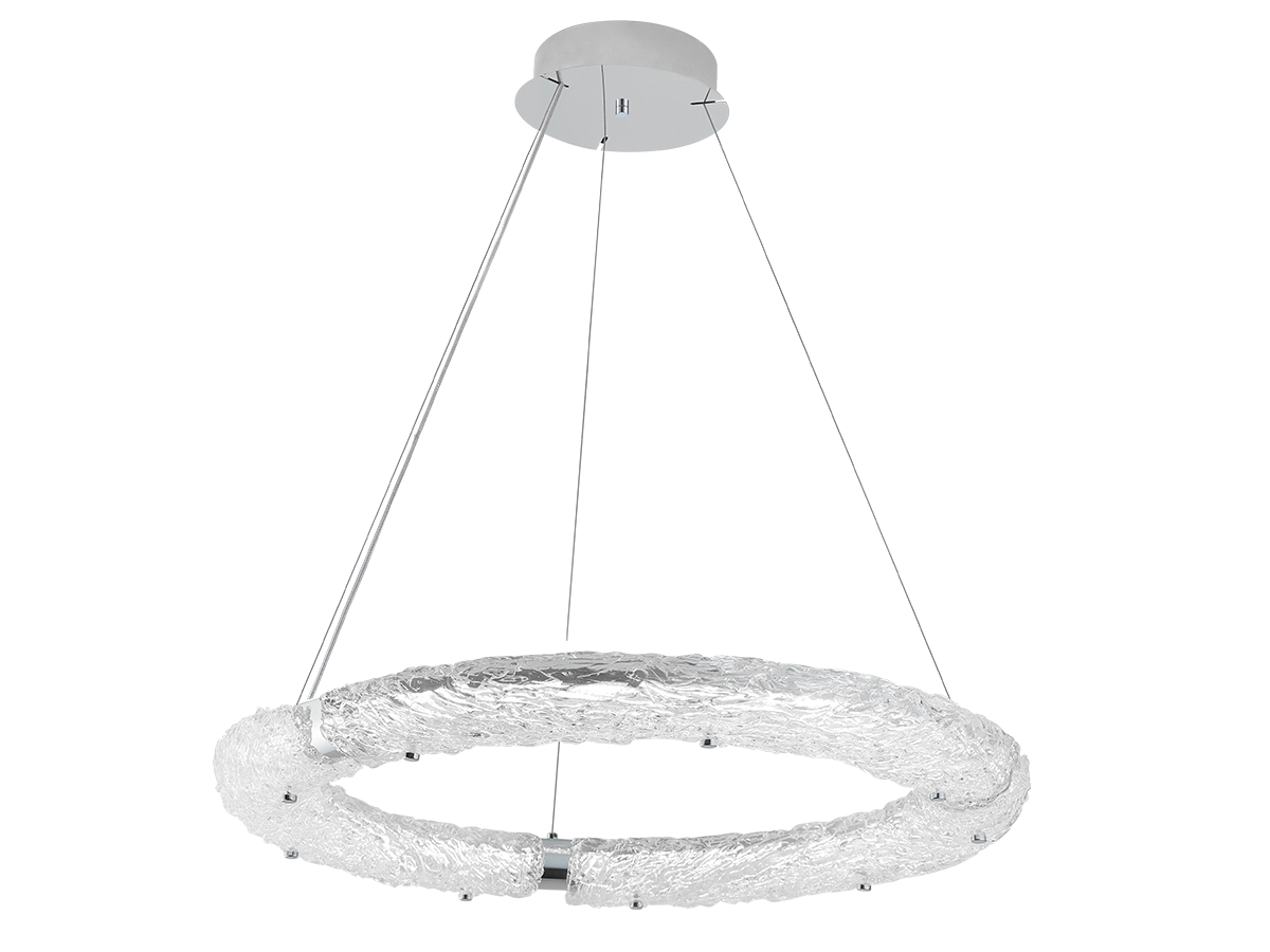 Lampade moderne in vetro strutturato che portano un effetto luminoso unico e un design pulito nello spazio.