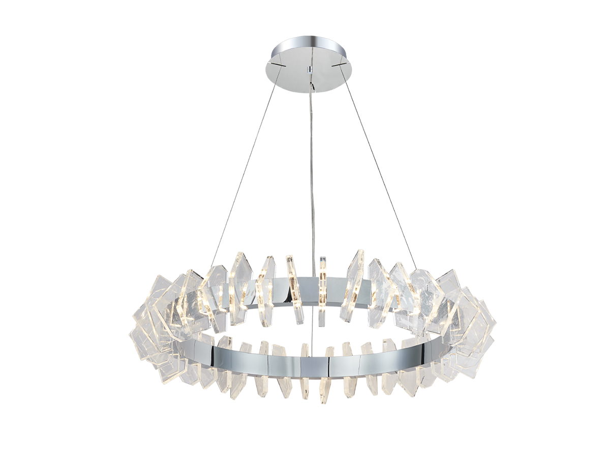 Illuminazione moderna con un elemento in vetro distintivo per interni eleganti.